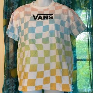 VANS Women’s Wavy Popsicle Pastel Check Oversized Tee T Shirt S